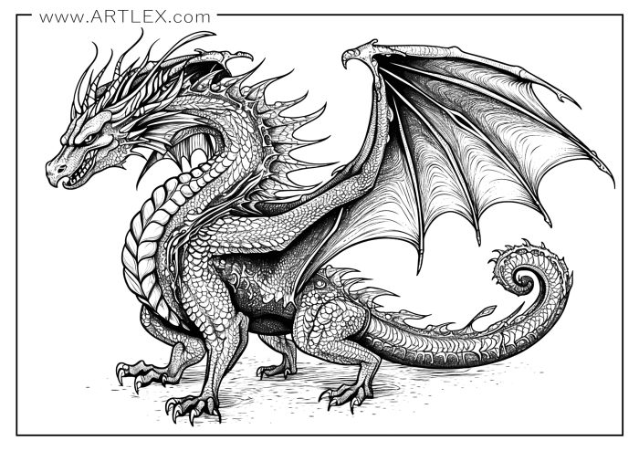 Coloring book pictures of dragons